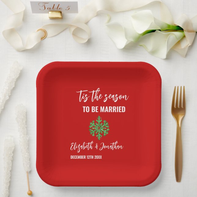 Tis The Season Christmas Wedding Paper Plates (Wedding)