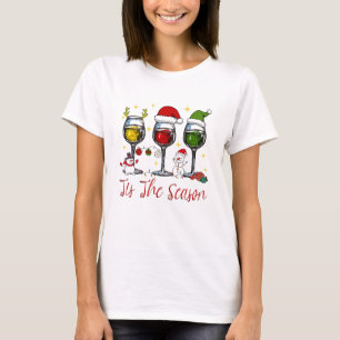 Tis The Season Christmas Wine Drinking T-Shirt