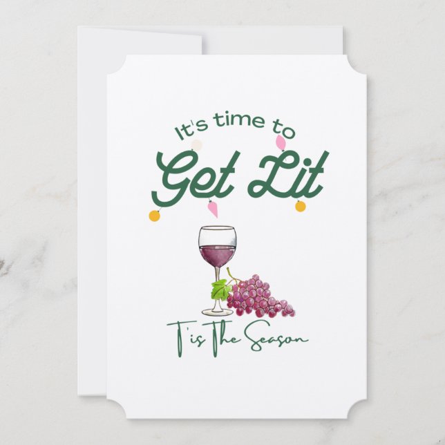 T'is the Season Christmas Wine Party Get Lit Invitation (Front)