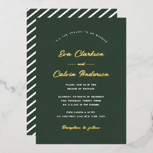 'Tis The Season Classic Emerald Christmas Wedding Foil Invitation