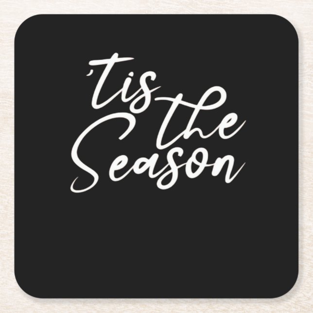 Tis The Season Classical Design Square Paper Coaster (Front)