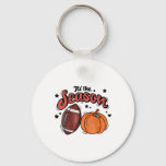 Tis The Season Coffee Fall Footbyll And Halloween  Keychain