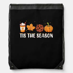 Tis The Season Coffee Fall Pickleball And Hallowee Drawstring Bag