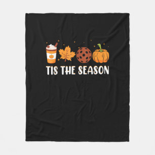 Tis The Season Coffee Fall Pickleball And Hallowee Fleece Blanket