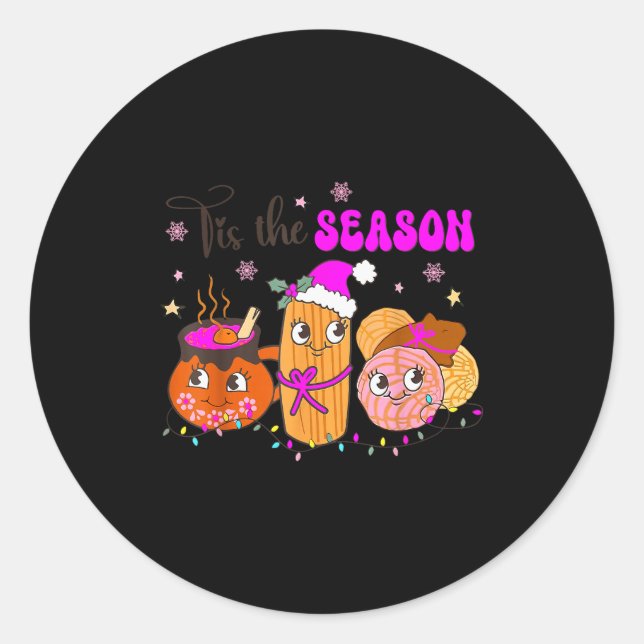 Tis The Season Conchas Cafecito Pan Dulce Mexican  Classic Round Sticker (Front)