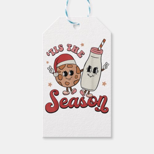 Tis The Season Cookies Milk Santa Hat Christmas Re Gift Tags