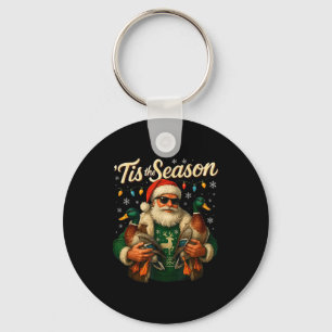 Tis The Season Cool Santa Duck Christmas Design  Keychain