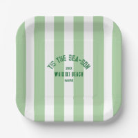 Tis The SeaSon Custom Beach Christmas Green Stripe