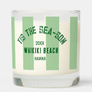 Tis The SeaSon Custom Beach Christmas Green Stripe Scented Candle