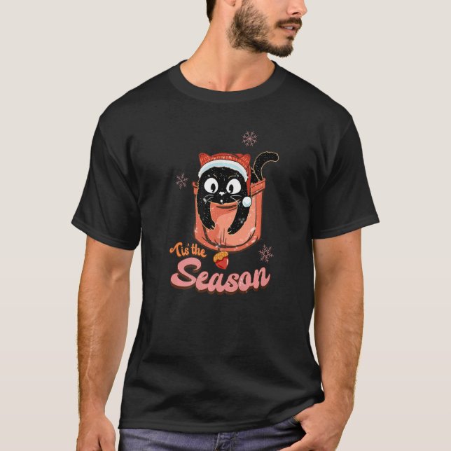 Tis The Season Cute Cat  Merry Catmas Merry Christ T-Shirt (Front)