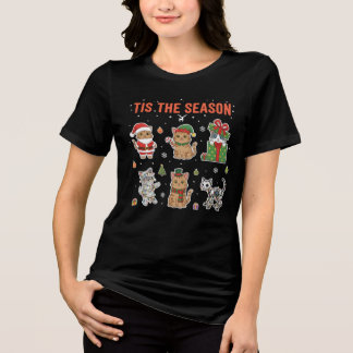 Tis The Season Cute Cat Squad Christmas Gift Tri-Blend Shirt