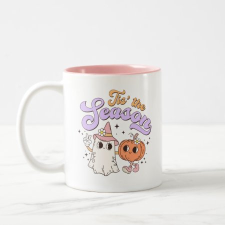 Tis The Season Cute Halloween Pumpkin & Ghost Mug