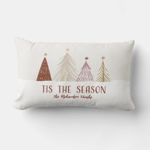 Tis The Season Decorative Christmas Holiday Trees Lumbar Pillow