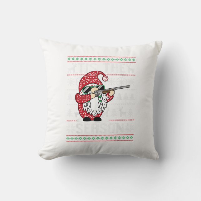 Tis The Season Deer Gnome Reindeer Christmas Throw Pillow (Front)