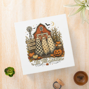 Tis The Season Fall Autumn Halloween Ghosts 3 Ring Binder
