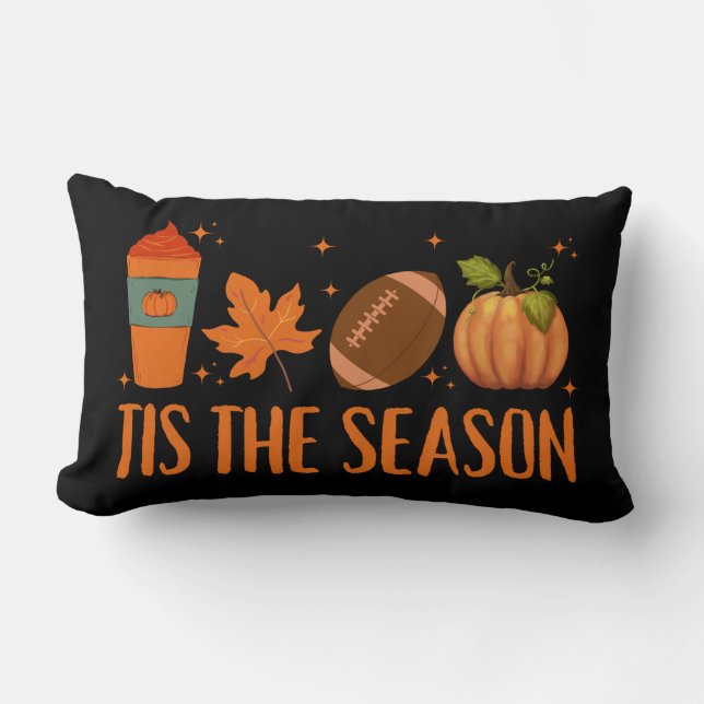 Tis The Season Fall Autumn Halloween Lumbar Pillow (Front)