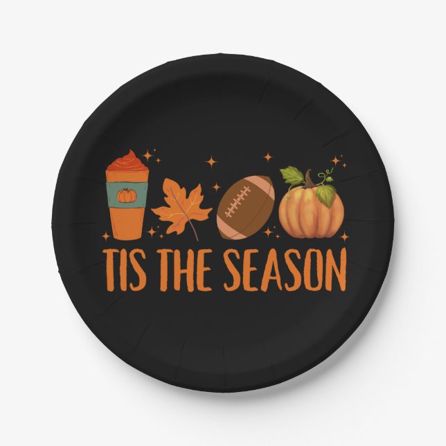 Tis The Season Fall Autumn Halloween Paper Plates (Front)