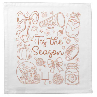 Tis the Season Fall Cheer Hand-Drawn Autumn design Cloth Napkin