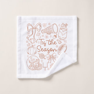 Tis the Season Fall Cheer Hand-Drawn Autumn design Wash Cloth