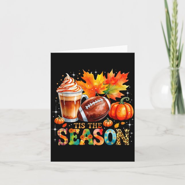 Tis The Season Fall Coffee Football Autumn Gift  Card (Front)