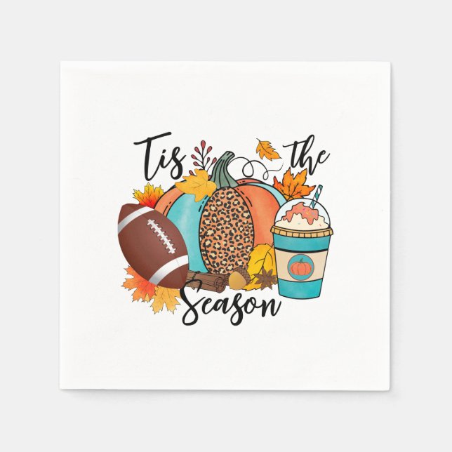 'Tis The Season – Fall, Football & Pumpkin Spice Napkins (Front)
