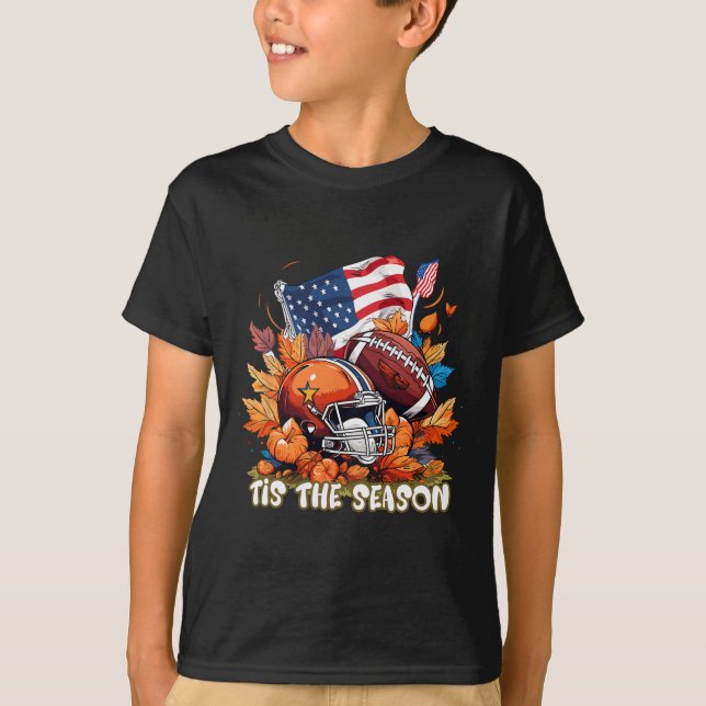 Tis The Season Fall Pumpkin Spice Footbyll Thanksg T-Shirt (Front)