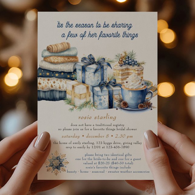 Tis the Season Favorite Things Bridal Shower Invitation (favorite things christmas bridal shower invitation by Darling & May)