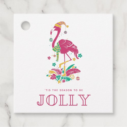 Tis the Season Flamingo Florida Beach Christmas Favor Tags