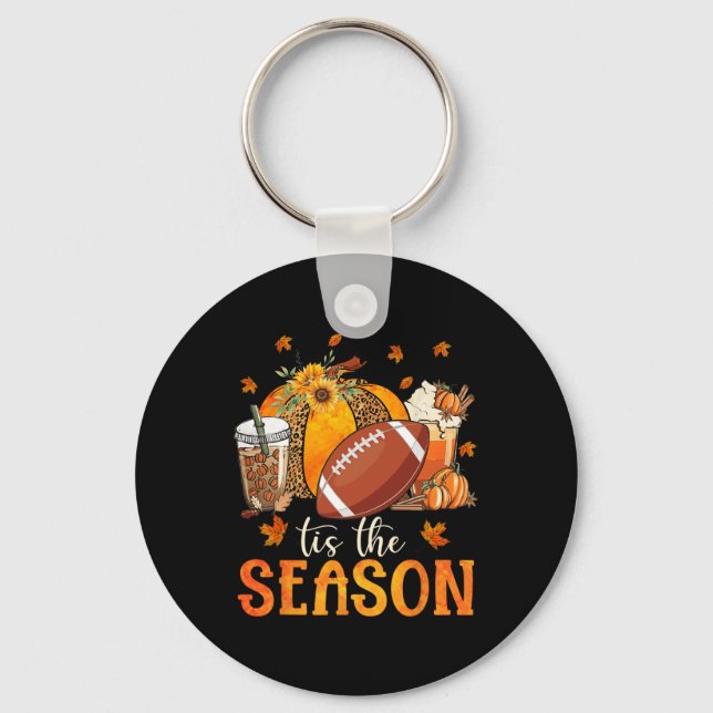 Tis the Season Football and Pumpkin Season Fall Vi Keychain (Front)