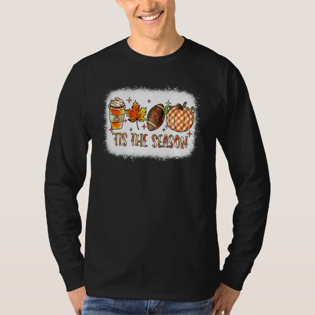 Tis the Season Football Halloween Pumpkin Coffee R T-Shirt (Front)