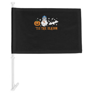 Tis The Season Football Halloween Spooky Pumpkin Car Flag