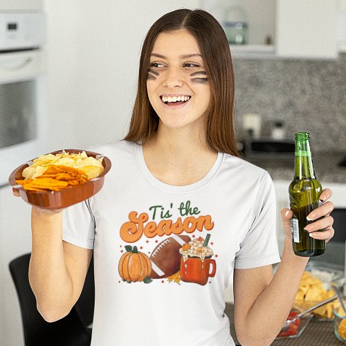 Tis the Season Football Latte Pumpkin T_Shirt