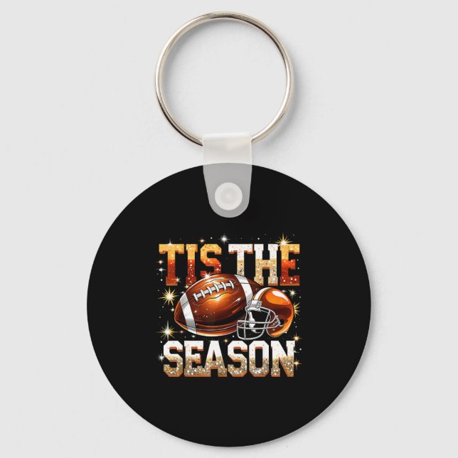 Tis The Season Football Lovers Helmet Srts Fan Gif Keychain (Front)