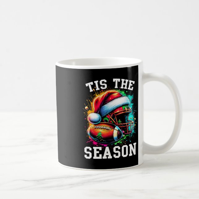 Tis The Season Football Mom Christmas Santa Hat Co Coffee Mug (Right)