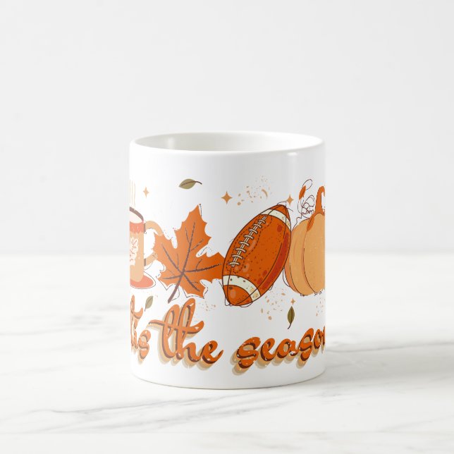 Tis the Season Football Pumpkin Fall  Coffee Mug (Center)