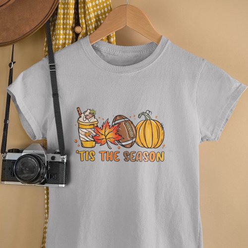 Tis the Season Football Pumpkin Fall  T_Shirt