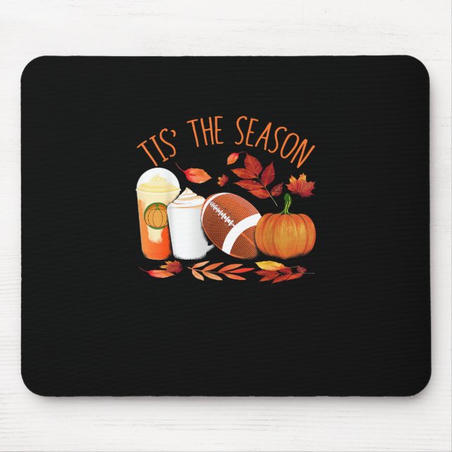 Tis The Season Football Pumpkin Thanksgiving Athle Mouse Pad (Front)