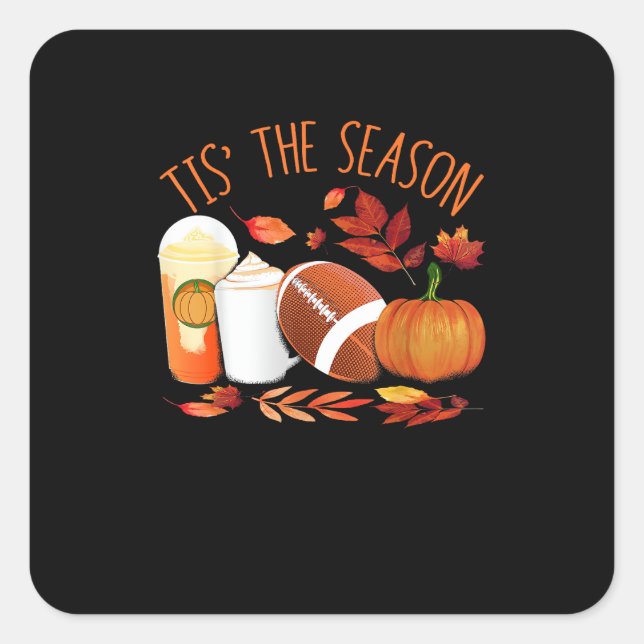 Tis The Season Football Pumpkin Thanksgiving Athle Square Sticker (Front)