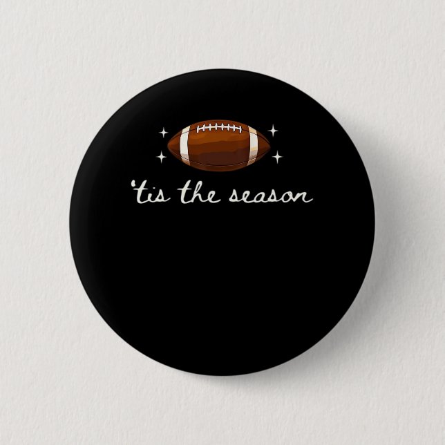 Tis The Season Football  - Retro Football Game Day Button (Front)