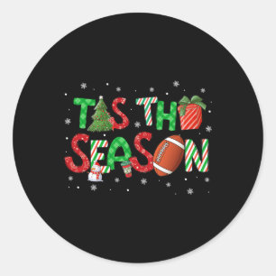 Tis The Season Football Xmas Tree Coffee Merry Chr Classic Round Sticker