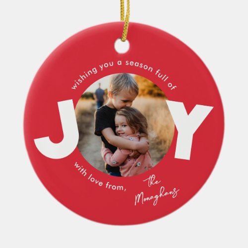 Tis The Season For Joy Circle  Ceramic Ornament