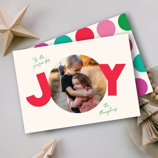 'Tis The Season For Joy Circle Photo Holiday Card (Creator Uploaded)