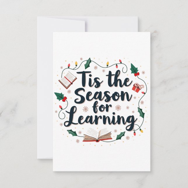 Tis the Season for Learning Christmas Teacher  Thank You Card (Front)