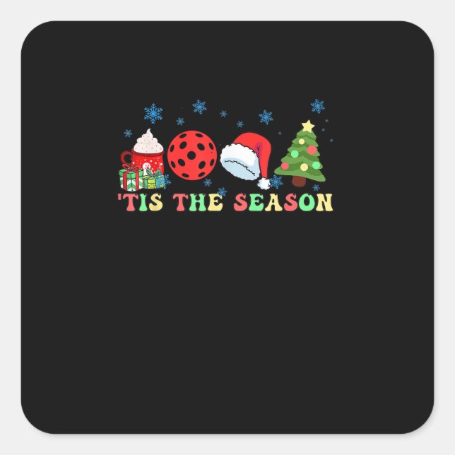 Tis The Season For Pickleball Iii Modern Aesthetic Square Sticker (Front)