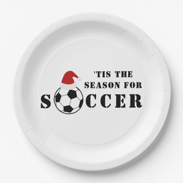 'Tis The Season For Soccer | Christmas Paper Plates (Front)