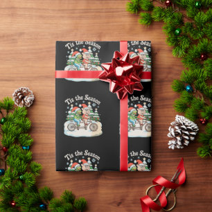 Tis The Season Frog Toad Bike Santa Christmas Xmas Wrapping Paper