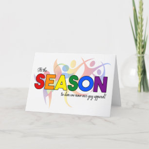 Tis the Season Fun LGBT Rainbow Theme Holiday Card