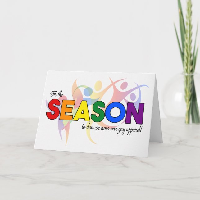 Tis the Season Fun LGBT Rainbow Theme Holiday Card (Front)