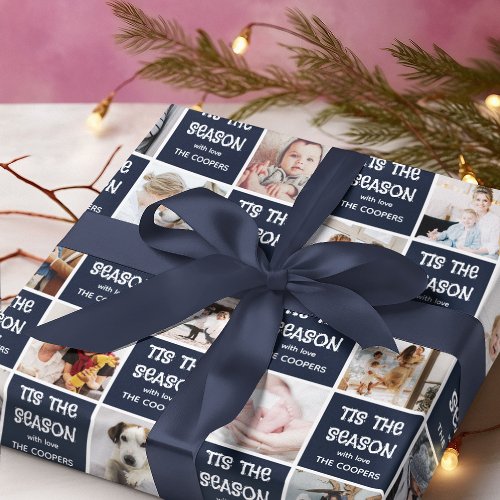 Tis the Season Fun Photo Grid Christmas Gift Wrapping Paper