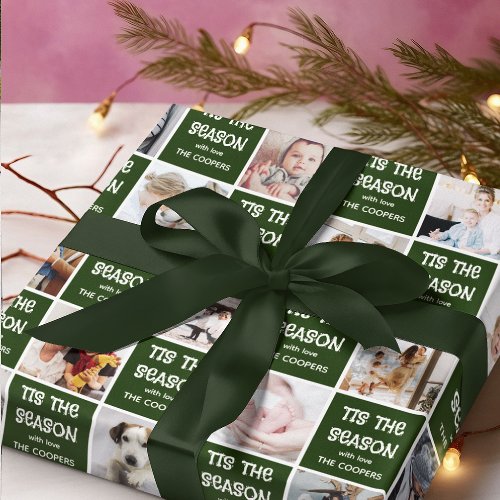 Tis the Season Fun Photo Grid Christmas Gift Wrapping Paper